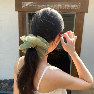 夏日极光 人鱼公主纱珍珠网纱大肠发圈女马尾发绳头花丸子头发饰