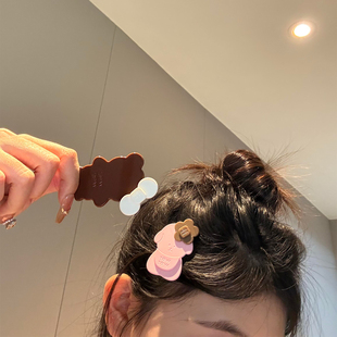 赵露思同款！werwer粉色小熊刘海贴发夹女侧边刘海夹头饰发卡发饰
