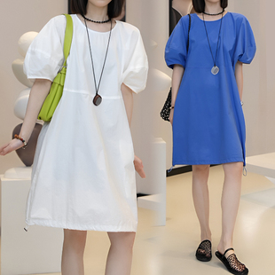 韩系简约泡泡袖 设计感小众宽松甜美气质裙子 连衣裙女2025夏季 新款