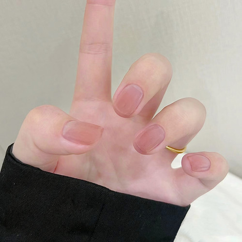 短款磨砂穿戴甲水蜜桃渐变美甲成品贴片假指甲纯欲学生持久可拆卸