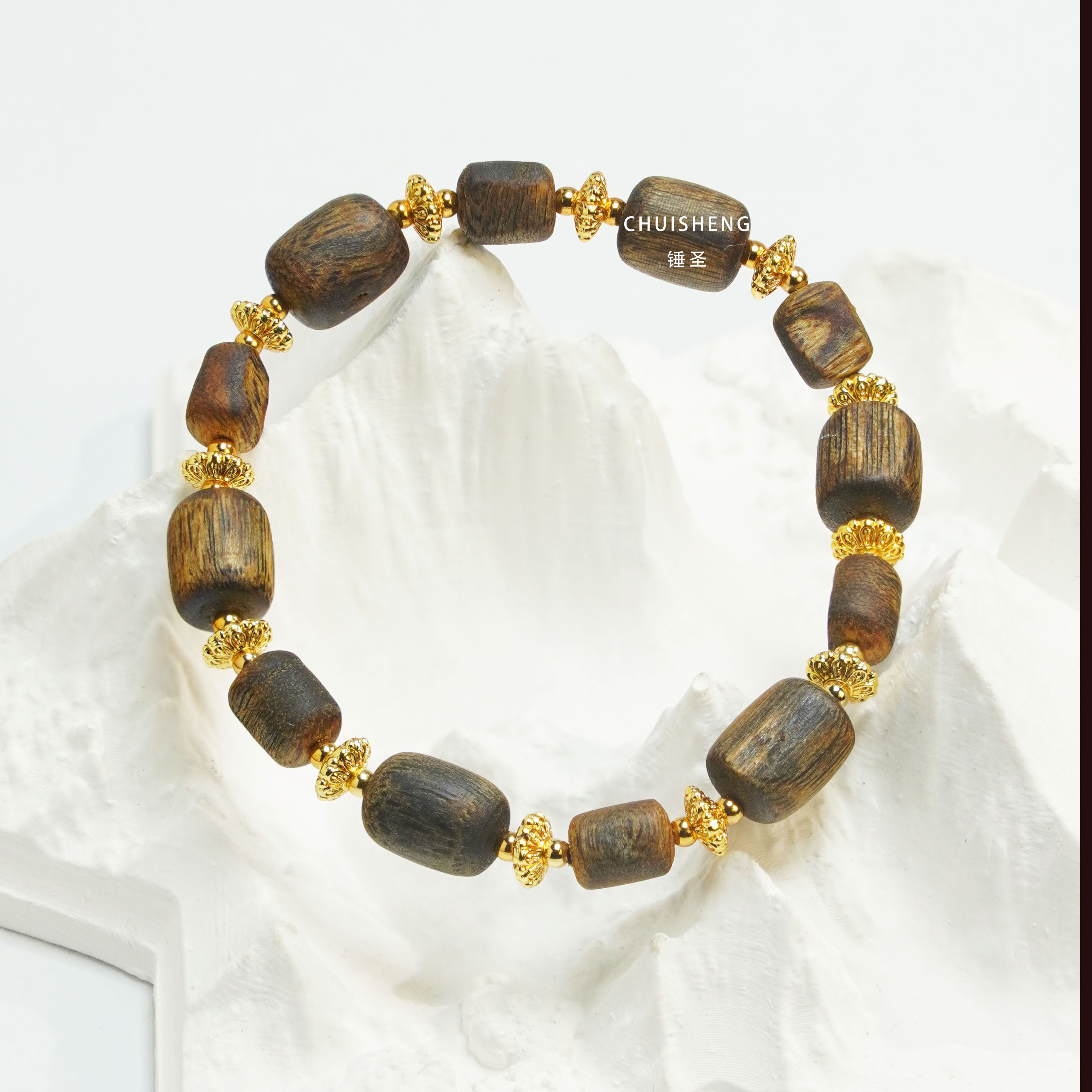 【锤圣】原创设计国风绿棋楠沉香手串固体香水手链