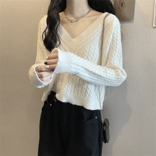 Real price real auction collar soft waxy sweater women's autumn and winter thickened new loose lazy style sweater