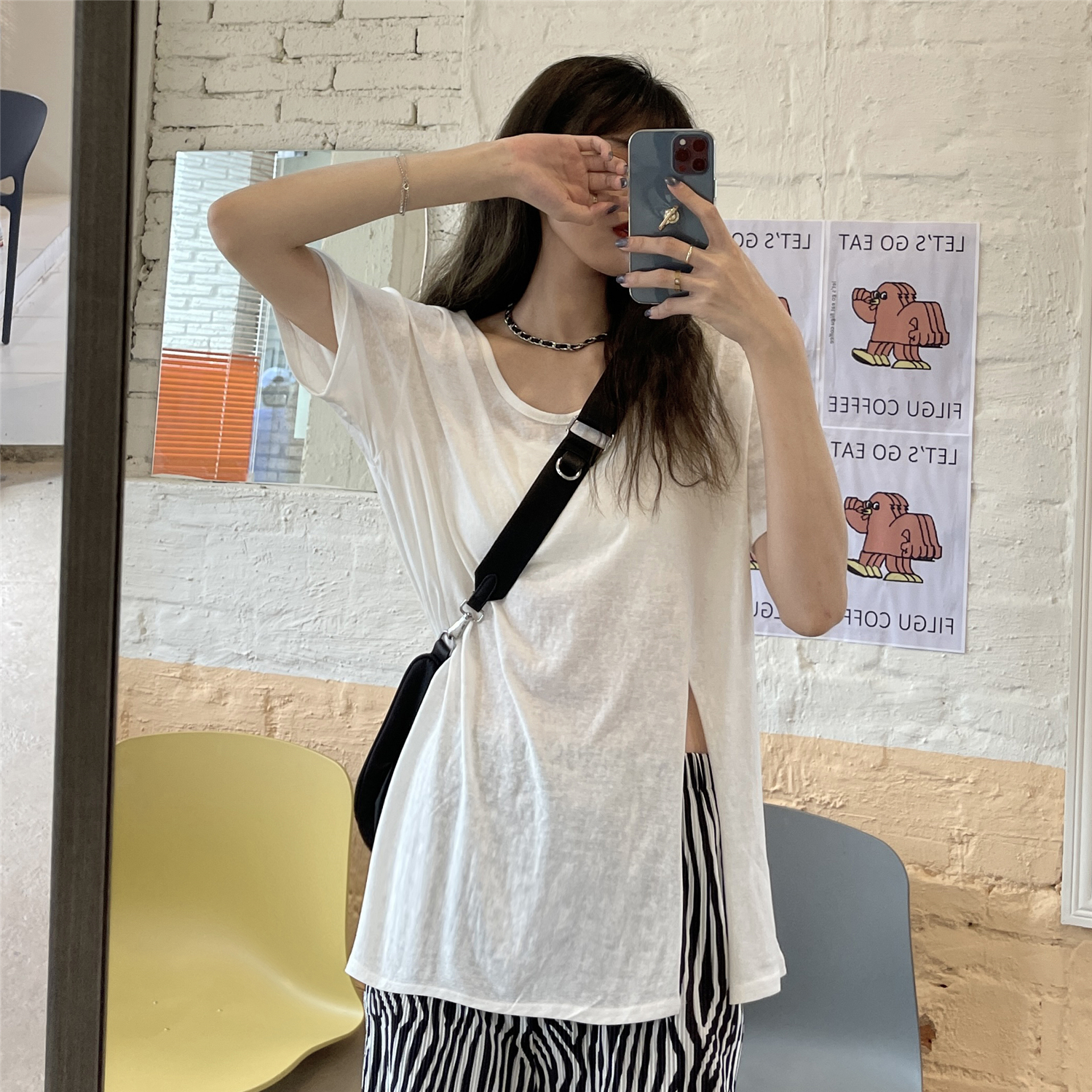 Real price real shooting new summer suit women's split T-shirt + leopard wide leg pants two piece set