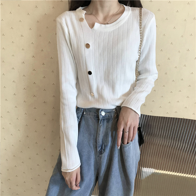 Real price + 5 autumn / winter long sleeve top with single breasted slim T-shirt and T-shirt