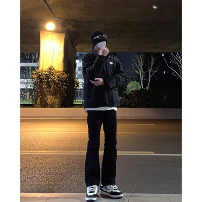 美式复古纯黑色牛仔裤