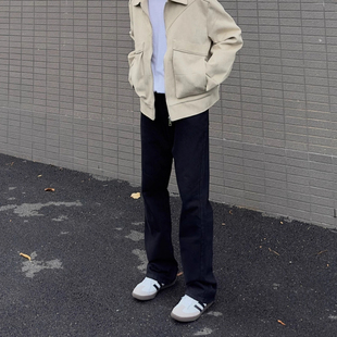 子 春秋男女直筒显瘦百搭长裤 美式 高街cleanfit黑色弯刀微喇牛仔裤