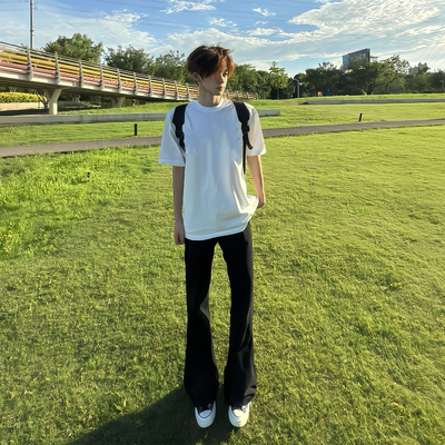 夏季黑色微喇牛仔裤男女春