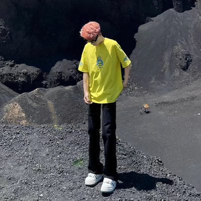 cleanfit黑色微喇牛仔裤男