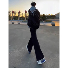 美式高街微喇牛仔裤男夏季薄黑色vibe裤子高个子提裆显腿长弯刀裤