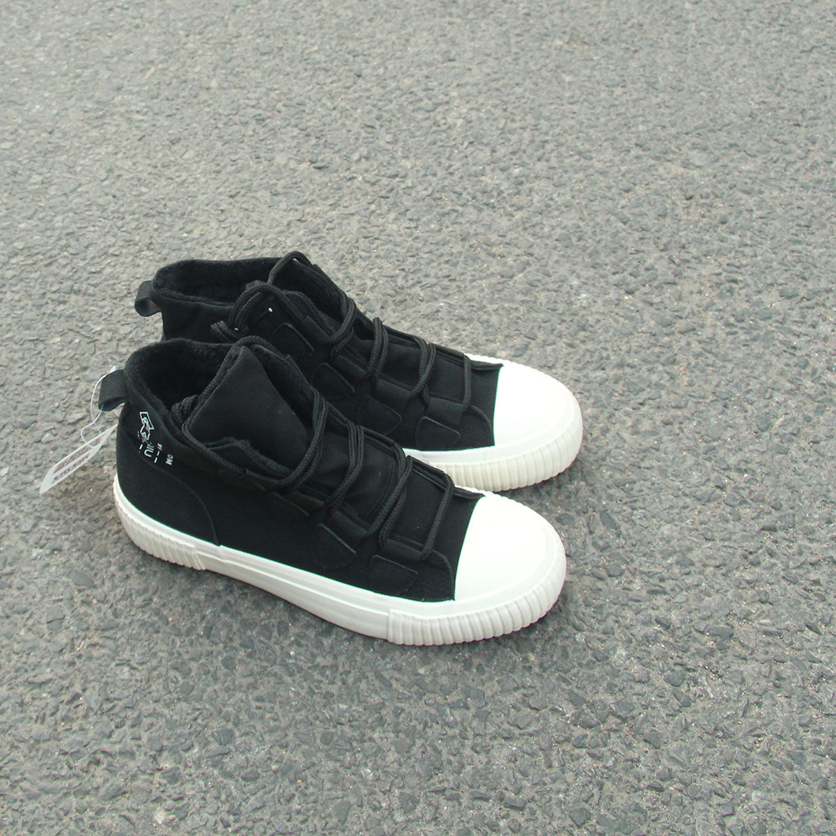 满2包邮1.25瑕疵高帮系带帆布与超纤面拼接内里夹毛平底休闲女鞋,女鞋,帆布鞋,淘宝优惠券,粉丝福利购,淘宝优惠卷