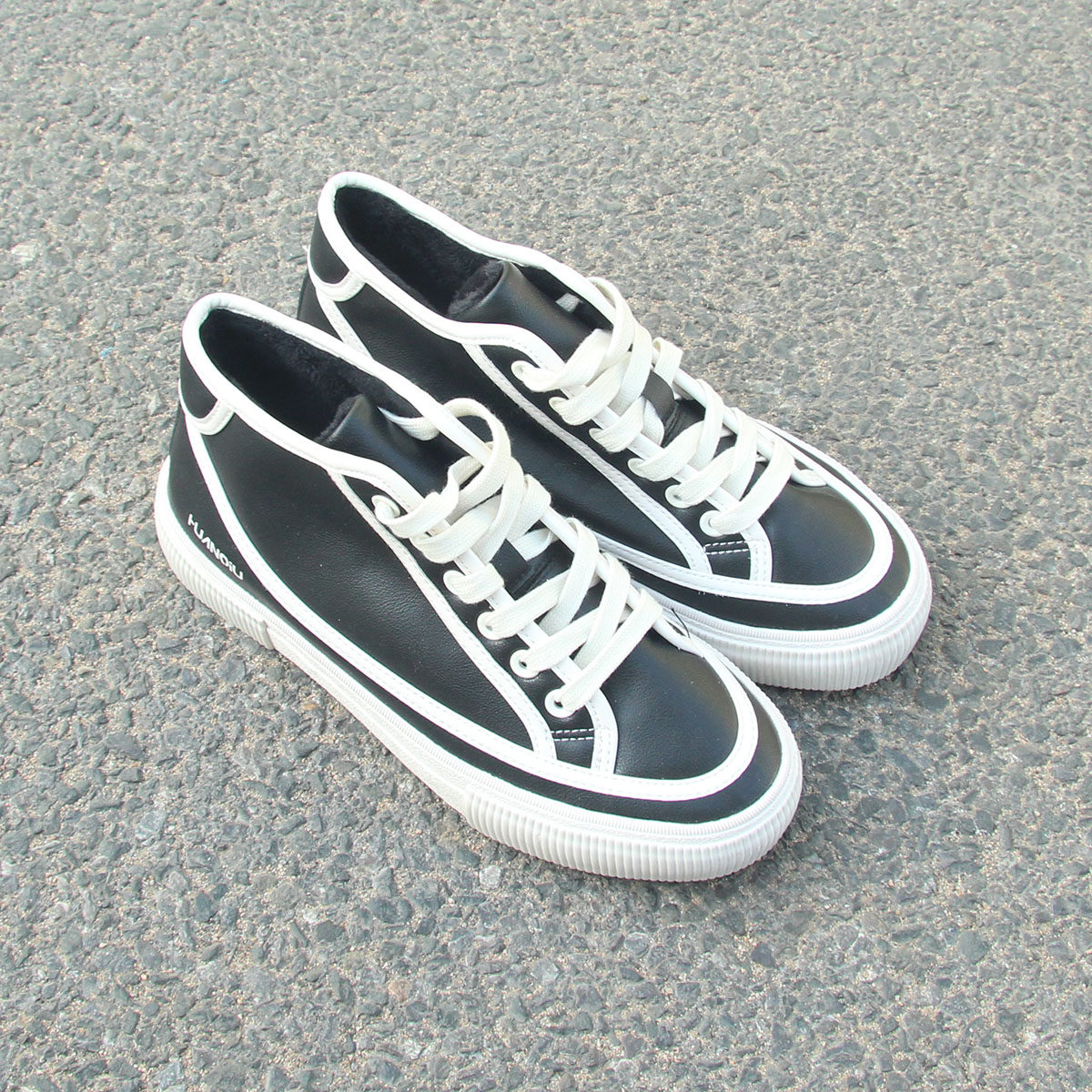 满两双包邮1.18瑕疵女士高帮系带内里夹毛平底休闲PU面女鞋,女鞋,帆布鞋,淘宝优惠券,粉丝福利购,淘宝优惠卷