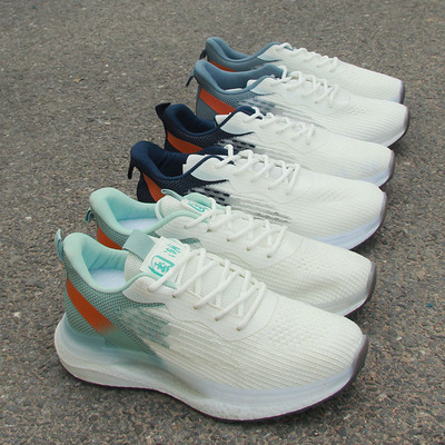 夏季男鞋冰丝网面飞织面料2024夏轻便软底减震透气运动休闲男鞋子