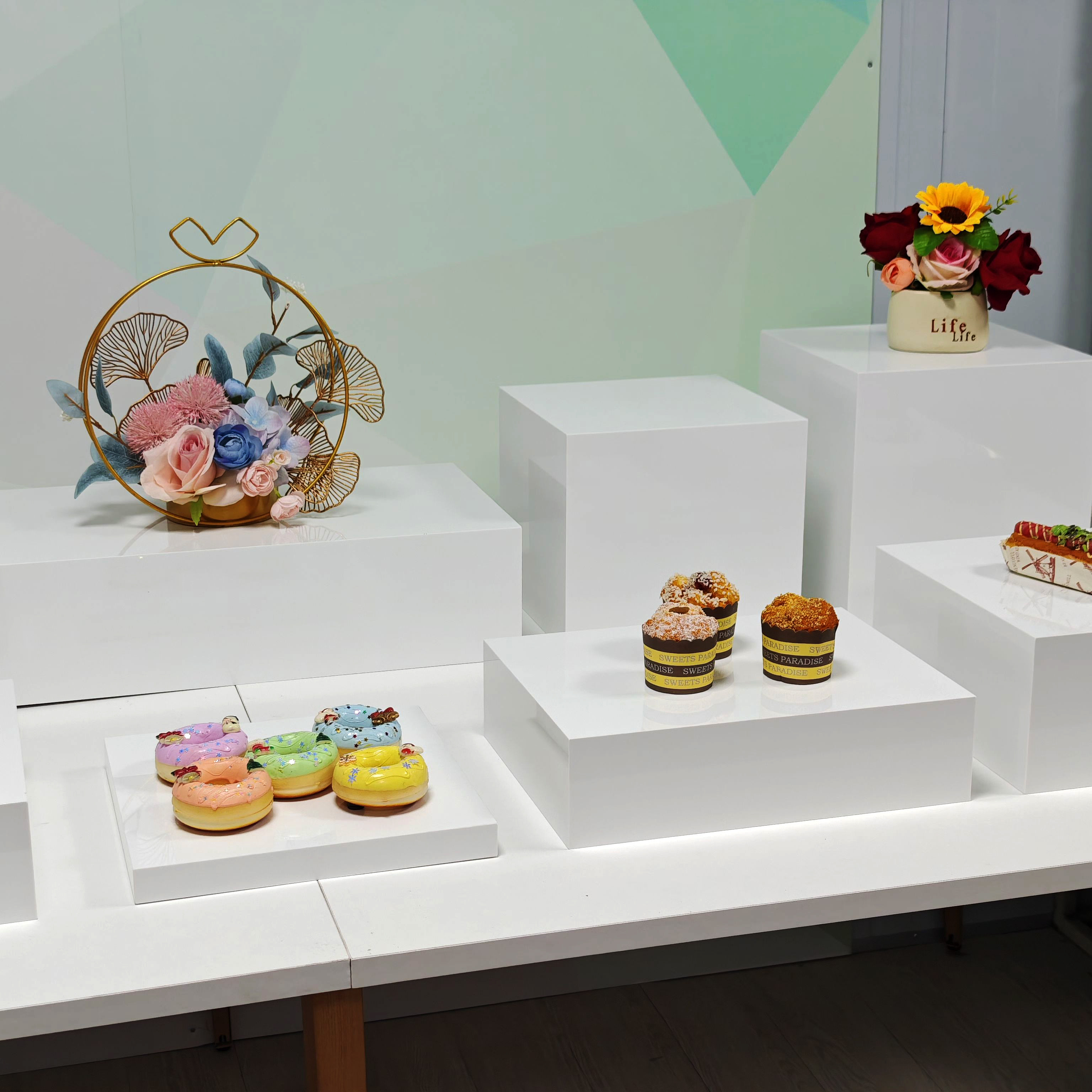 亚克力白色展示盒婚庆甜品自助餐展示架珠宝首饰广告陈列道具批发