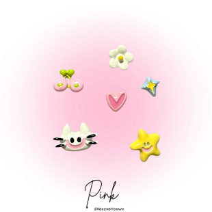 PINK-原创卡通多巴胺设计感彩色小巧精致少女可爱小猫925耳钉套装