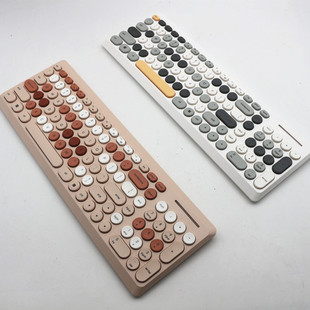 前行者彩色复古朋克无线单键盘静音可爱办公笔记本台式机通用