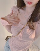 大U领浅粉薄针织打底衫 短上衣 恋爱氛围 纯欲修身 Dear zhazha