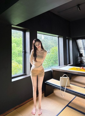 【Dear zhazha】老钱感千金~卡其色高腰A字修身包臀西装裤短裤