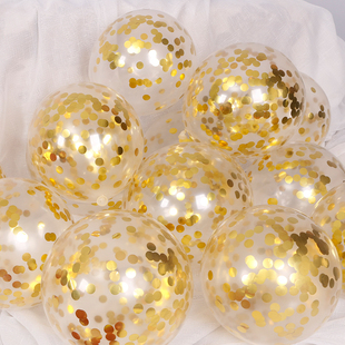 12寸亮片气球宝宝周岁生日装饰浪漫婚礼布置圆形金色星星透明气球