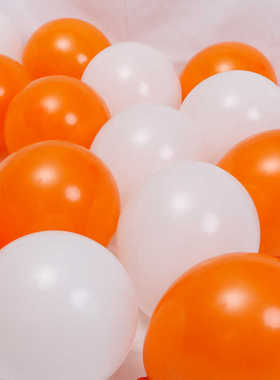 10寸加厚橙色白色手机店铺装饰乳胶圆形橘色哑光加厚气球12寸18寸