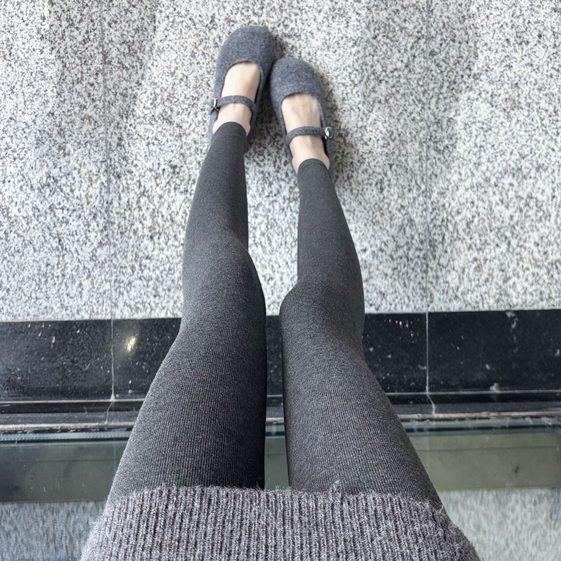 九分裤女秋冬款加绒加厚连裤袜高腰打底袜竖纹微压显瘦外穿打底裤