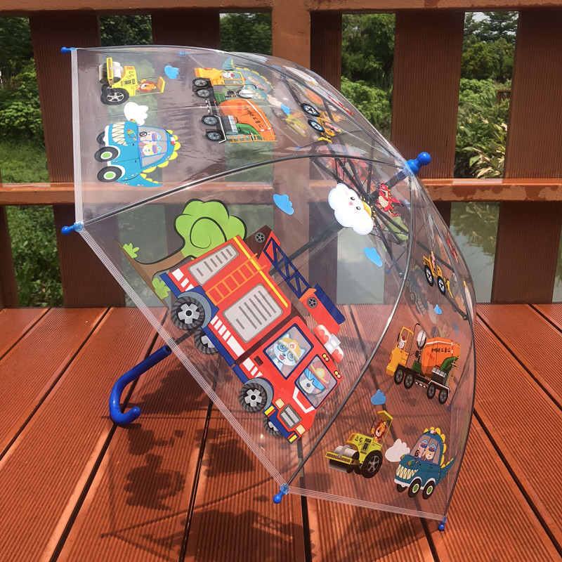 雨伞儿童伞消防车卡通透明伞长柄