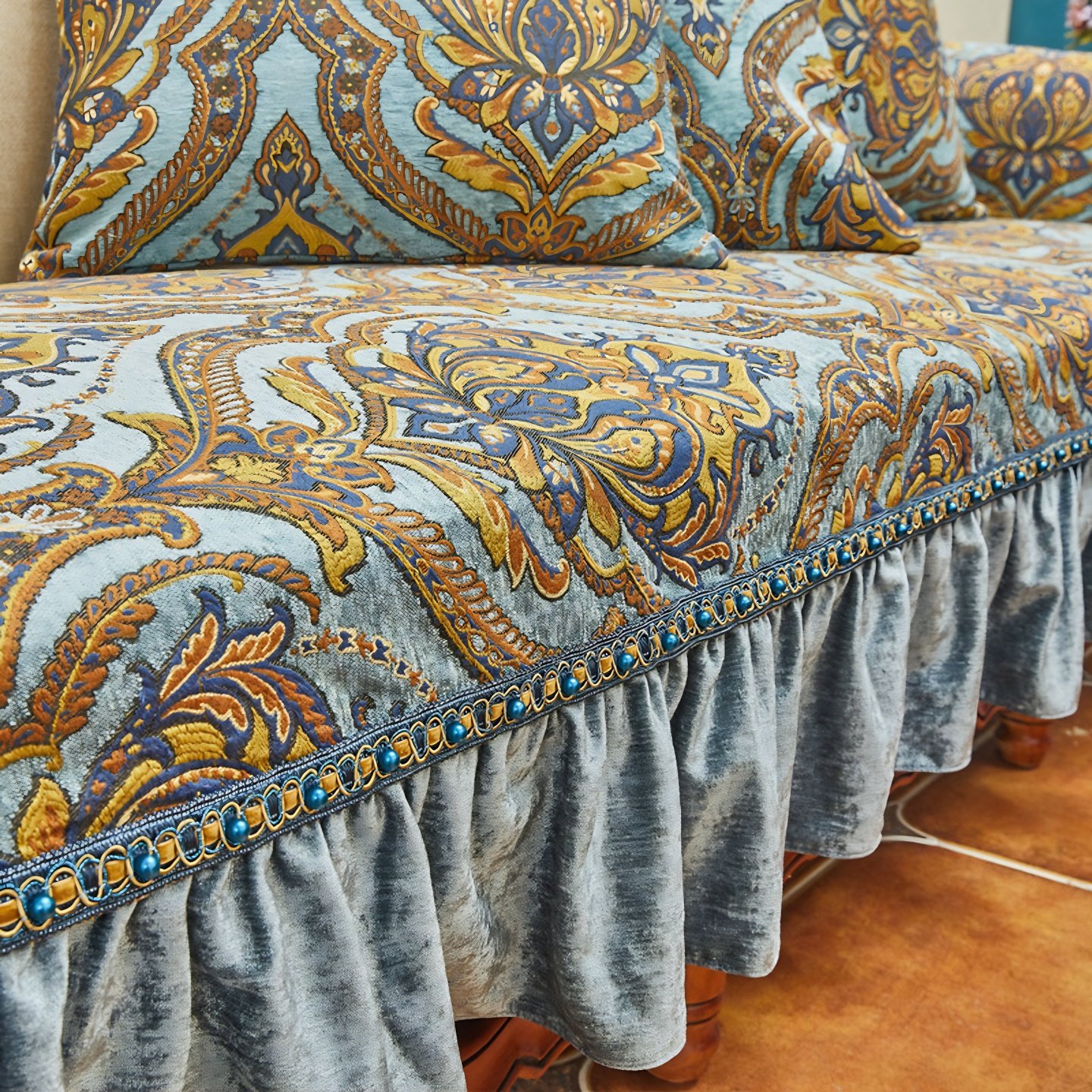 沙发垫美式欧套罩四季通用防滑布艺高档奢华现代简约裙摆123组合,居家布艺,沙发垫,淘宝优惠券,粉丝福利购,淘宝优惠卷