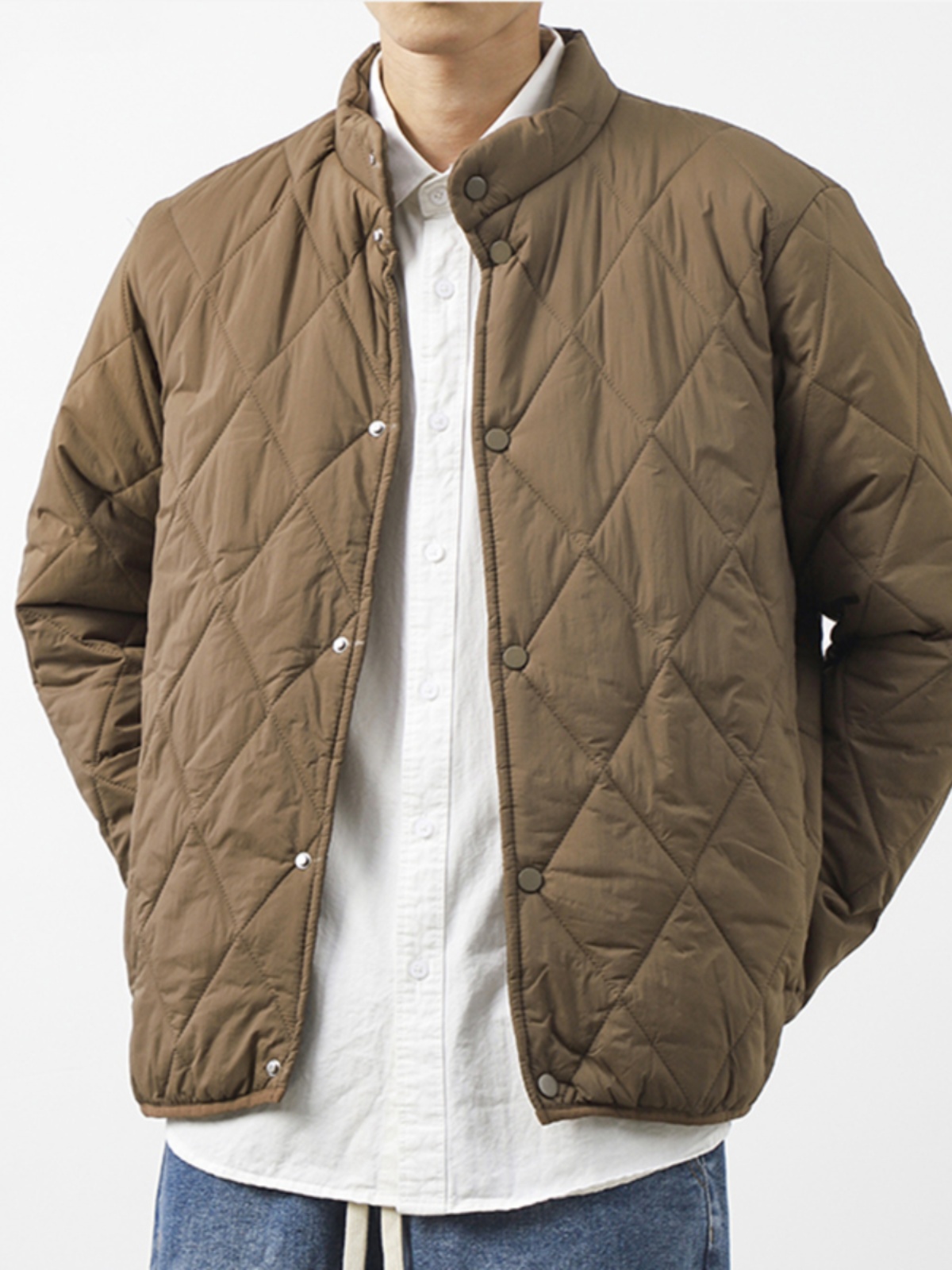 潮牌覆古菱形格棉服男加厚冬季保暖棉衣情侣阿美咔叽轻薄棉袄外套