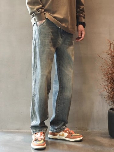 潮牌牛仔裤男士直筒宽松2025新款工装裤子覆古美式高街休闲秋冬款