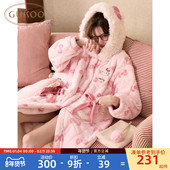 HelloKitty联名新款 Gukoo 果壳睡袍冬季 夹棉保暖女士家居服睡袍D