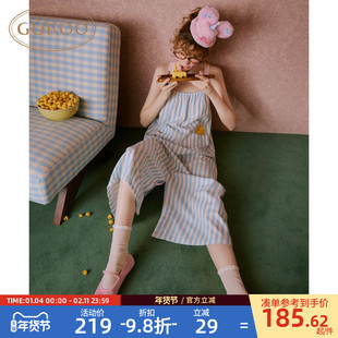 Gukoo/果壳睡衣春夏料理鼠王联名新款条纹女士家居服无袖连体衣B