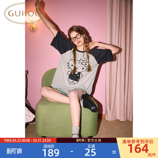 纯棉运动女家居服套装 HelloKitty联名新款 果壳睡衣女夏季 Gukoo