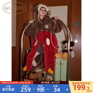 珊瑚绒保暖女士家居服睡袍D 迪士尼联名新款 Gukoo 果壳睡袍女冬季
