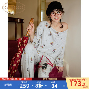 米奇宽松女士家居服套装 迪士尼联名新款 果壳睡衣女春秋款 Gukoo