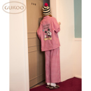 Gukoo 果壳睡衣女新年红品春秋格子女士全棉梭织格纹家居服套装