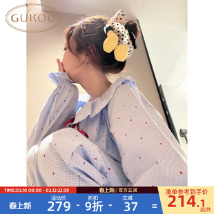 Gukoo/果壳睡衣女HelloKitty联名春秋款抗静电全棉家居服套装A