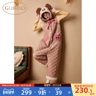 Gukoo/果壳睡衣女冬季夹棉保暖新款迪士尼联名女士家居服连体衣D