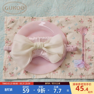Gukoo 简约睡眠专用女士眼罩 果壳眼罩甜美网纱蝴蝶结新款