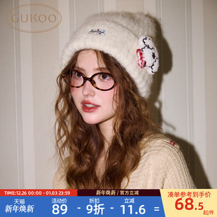 针织帽女士保暖护耳帽堆堆帽 新款 Gukoo 果壳毛线帽25年秋冬季