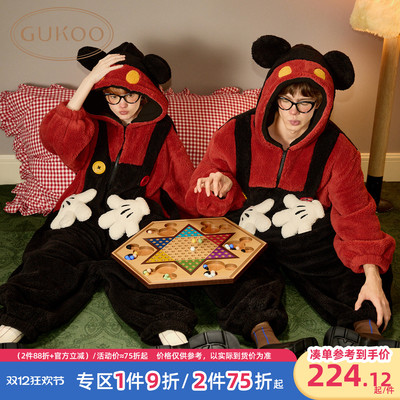 果壳情侣珊瑚绒迪士尼连体睡衣