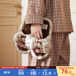 保暖女士居家棉拖鞋 原创bubble小狗毛绒拖2026新款 女冬季 果壳拖鞋