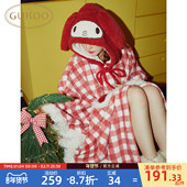 美乐蒂联名斗篷新款 Gukoo 果壳睡袍冬季 珊瑚绒保暖女家居服睡袍D