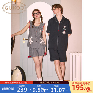 Gukoo 果壳情侣睡衣夏季 迪士尼联名新款 纯棉宽松女士家居服套装