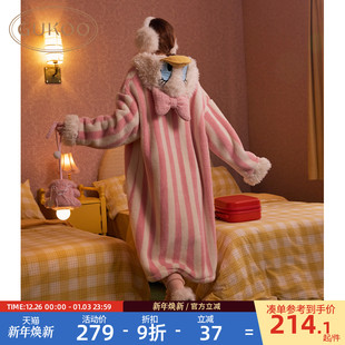 珊瑚绒保暖女士家居服睡袍D 迪士尼联名新款 Gukoo 果壳睡袍女冬季