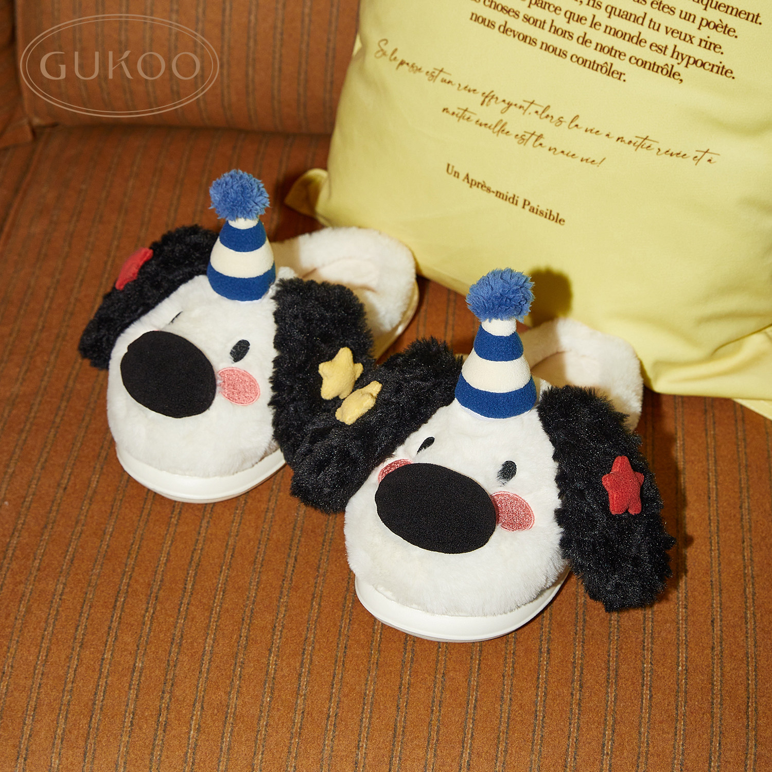 Gukoo/果壳拖鞋女冬季迪士尼联名新款保暖可爱米奇女士居家棉拖鞋