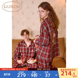 Gukoo 睡衣纯棉男睡衣C 果壳红色结婚情侣睡衣迪士尼2025女新款