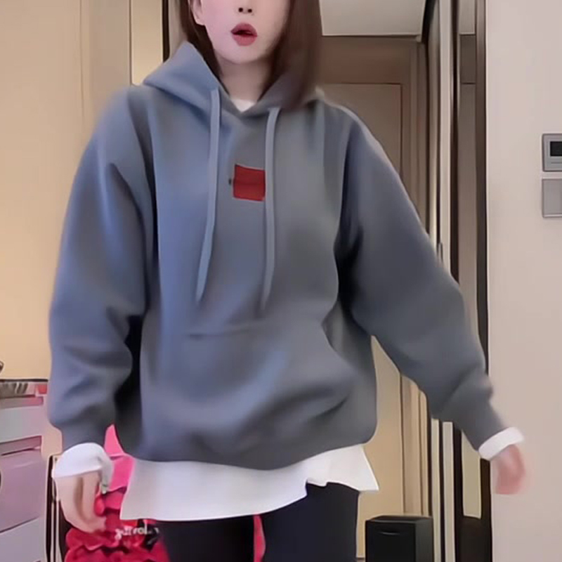 美式复古加厚加绒卫衣女秋季新款2025宽松显瘦连帽外套上衣