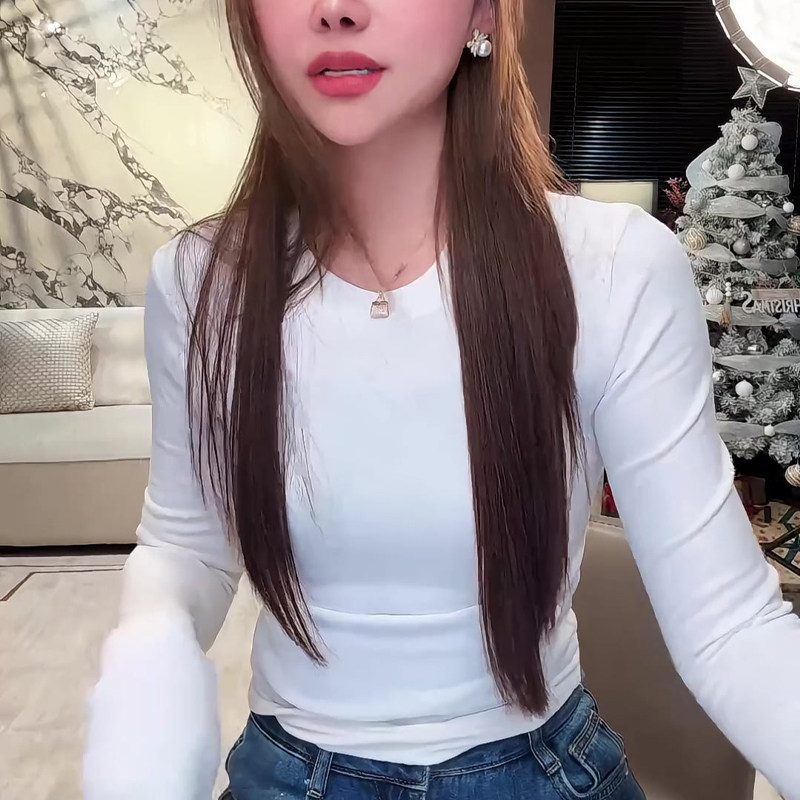 美式正肩长袖t恤女2026春秋冬内搭打底修身百搭上衣,女装/女士精品,大码内搭,淘宝优惠券,粉丝福利购,淘宝优惠卷