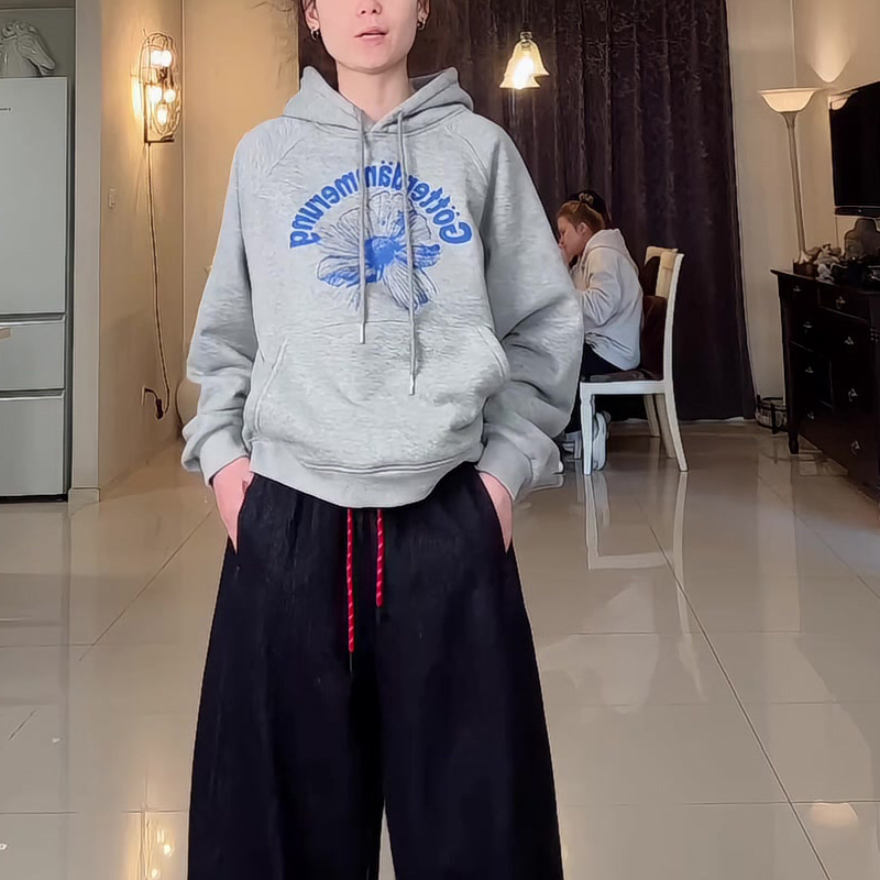 韩版灰色连帽卫衣女春秋新款宽松百搭外套上衣