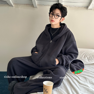 男童加绒外套秋冬季2025新款