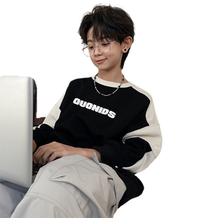 男童卫衣潮牌2025春秋款炸街上衣大童男装儿童男大童秋装衣服胖童